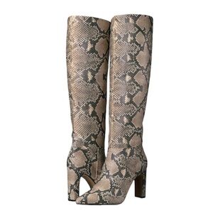 Steven by Steve Madden Joanis Natural Snake
Knee High Block Heel Pointed Boots
